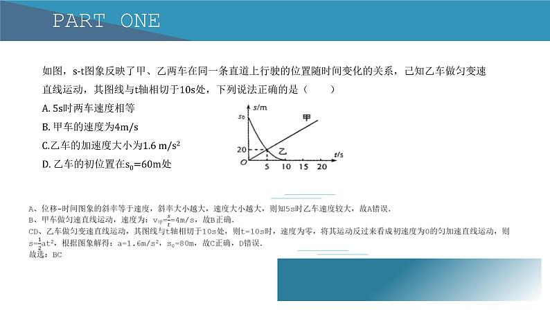 专题一运动图象追及、相遇问题-2021-2022学年高一物理同步备课课件名课堂优选（人教版必修1）第4页