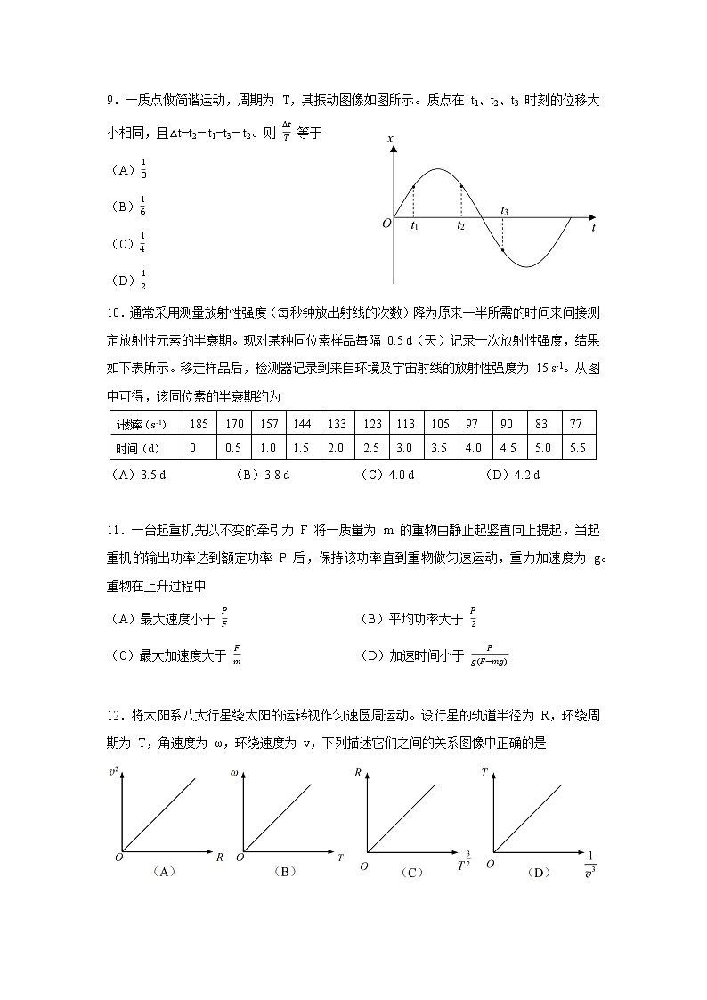 上海市杨浦区2021-2022高三物理等级考三模试卷（含答案）03