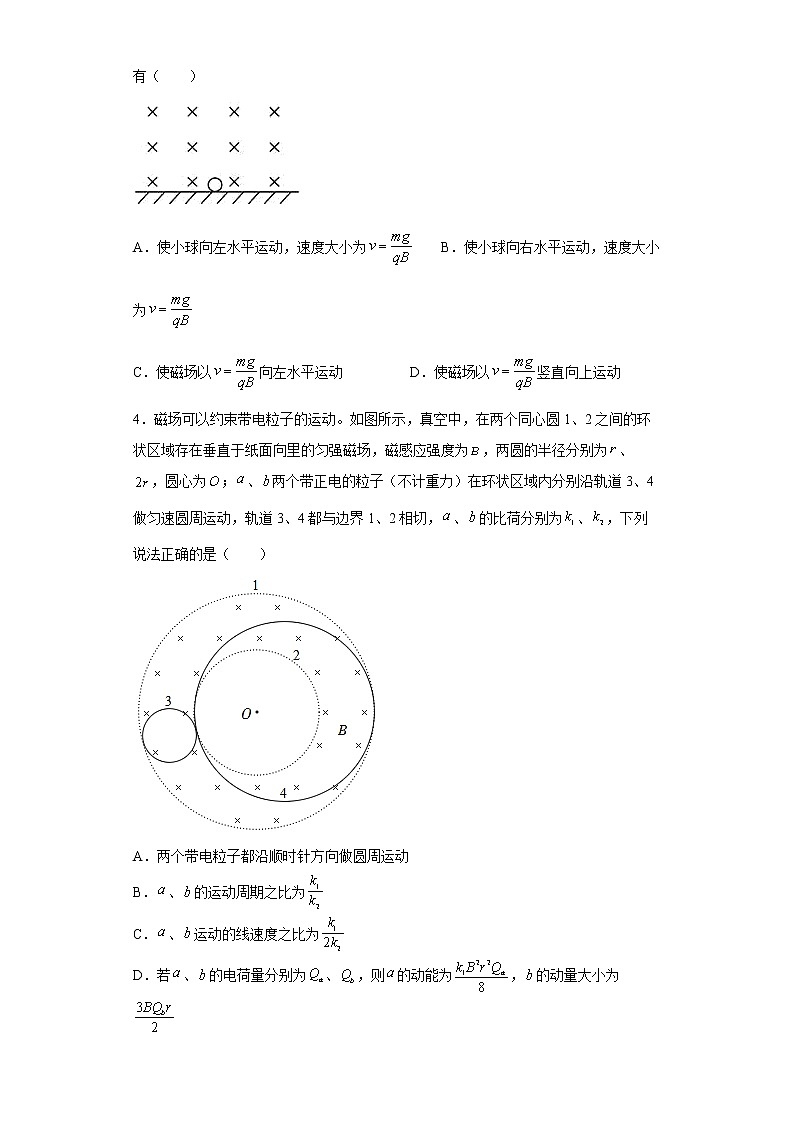 课时5带电粒子在复合场中的运动分层作业进阶拓（2）展第一章安培力和洛伦兹力2021_2022学年高二物理选择性必修第二册（人教版2019） 练习02