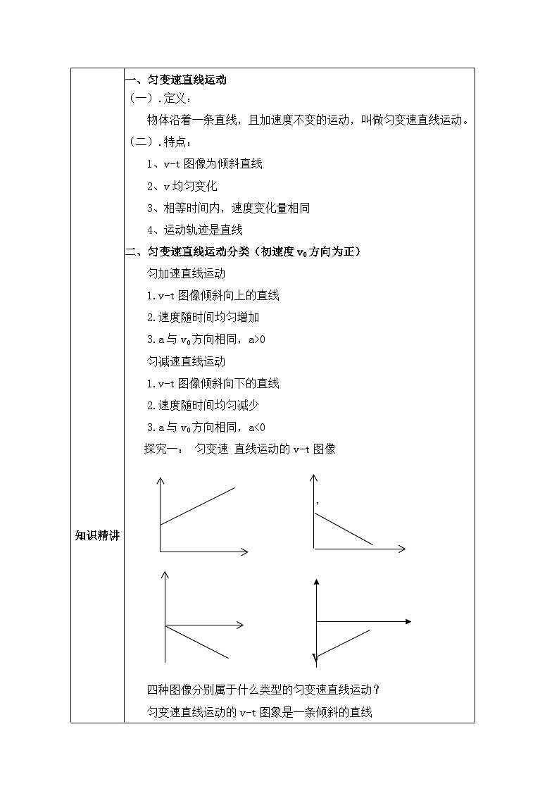 高一物理人教版（2019）必修第一册2.2《匀变速直线运动的速度与时间的关系》课件+教案02