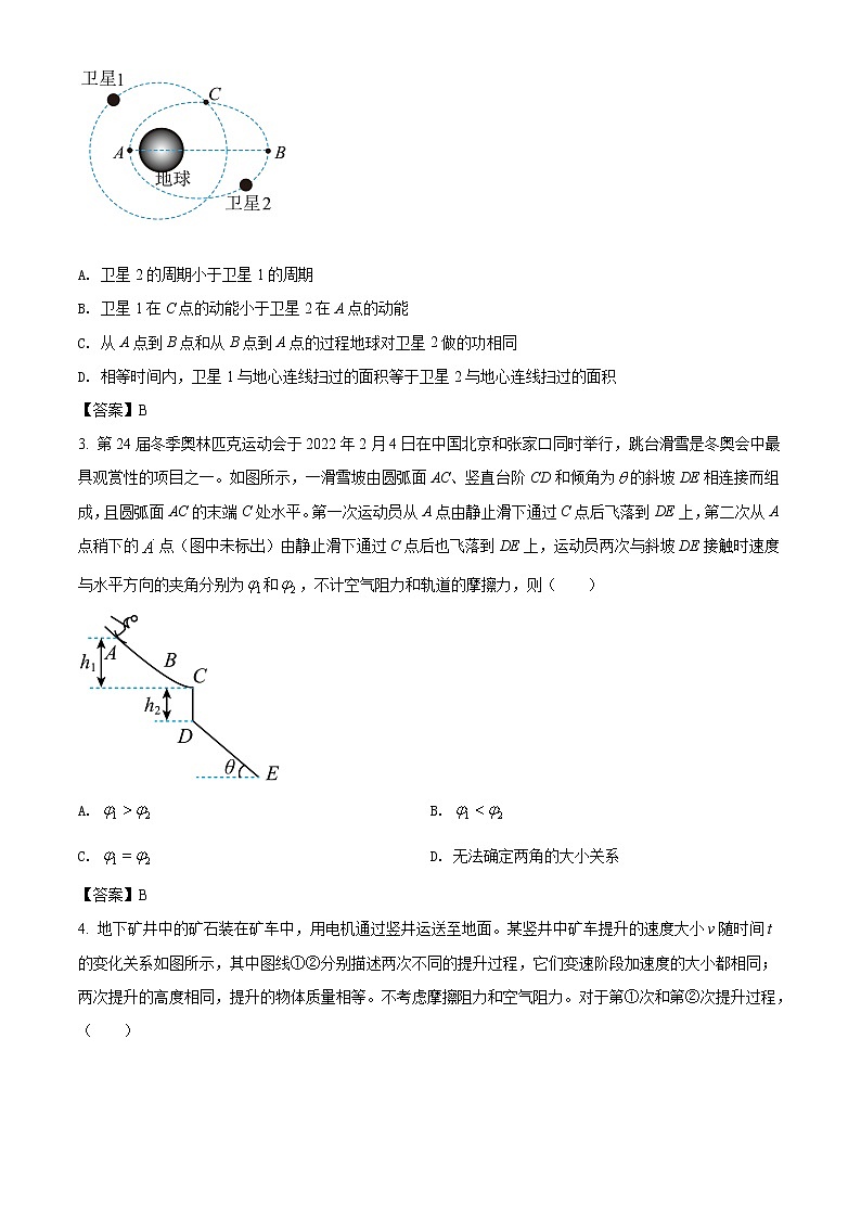 2021-2022学年湖北省武汉市华中师范大学附属中学高一下学期5月月考  物理试题第2页