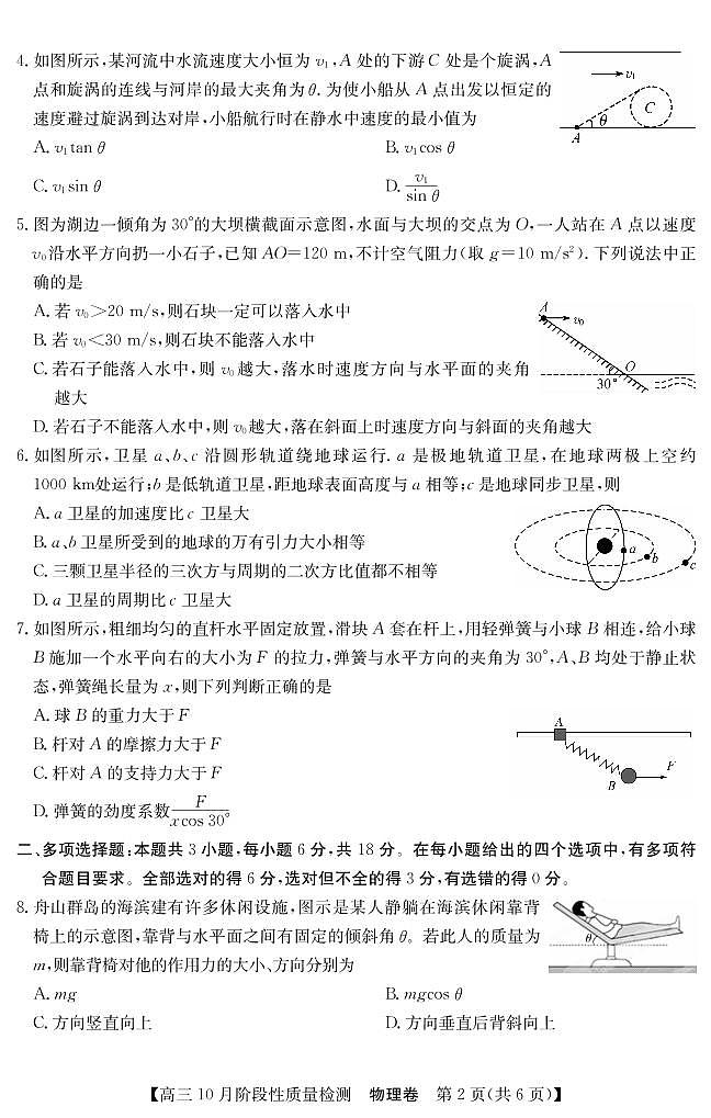 2022广东省普通高中高三上学期10月阶段性质量检测物理试题PDF版含答案02