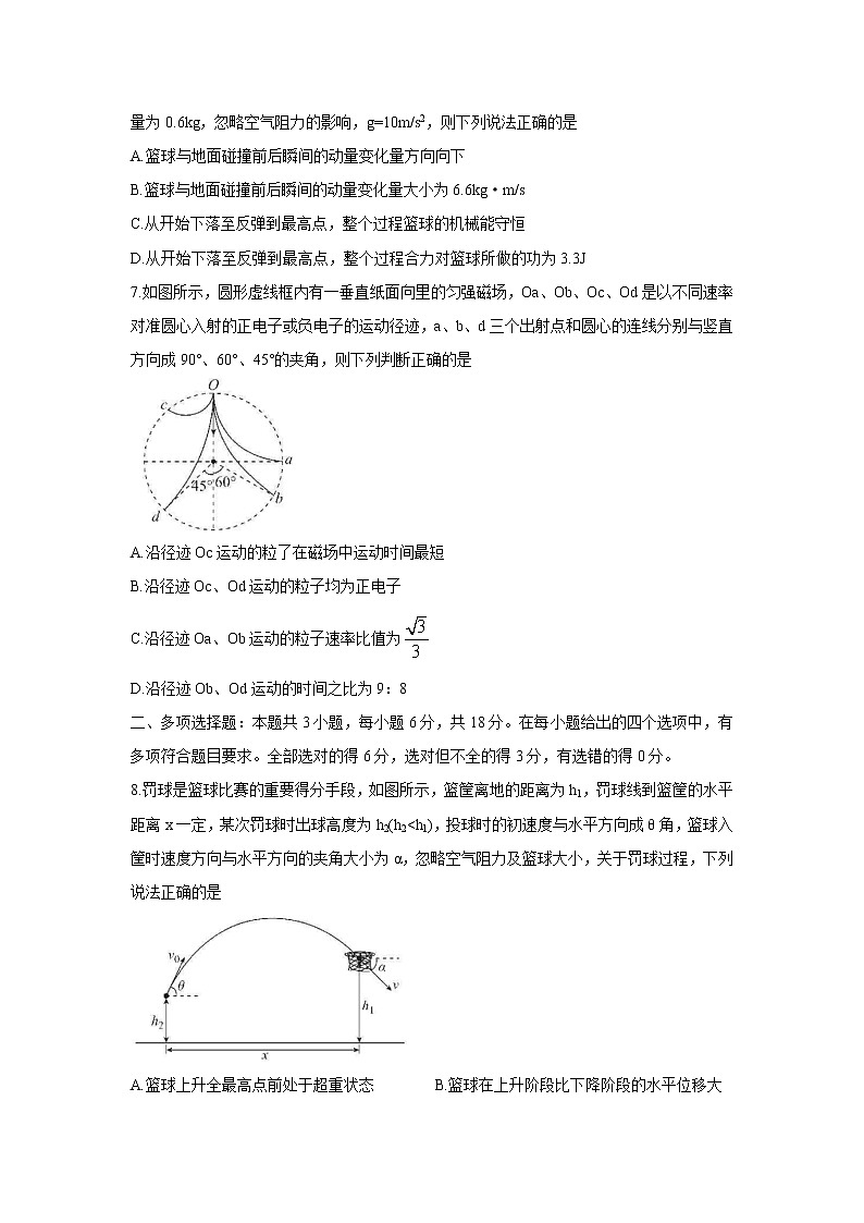 2021广东省新高考普通高中联合质量测评新高三省级摸底考试物理含解析03