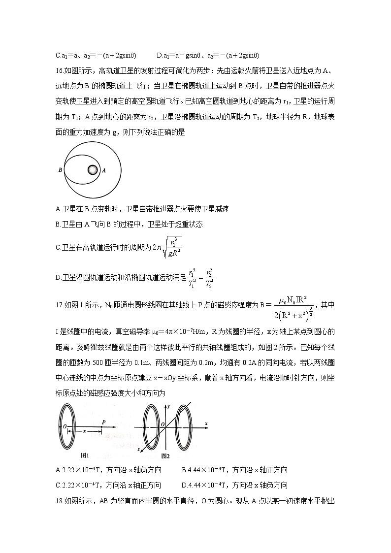 2021河南省天一大联考高三下学期阶段性测试（六）4-27-物理-全国版含答案第2页