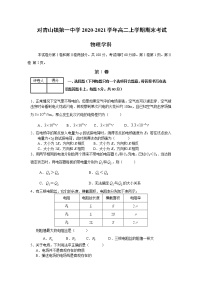 2021省哈尔滨松北区对青山镇一中高二上学期期末考试物理试题含答案