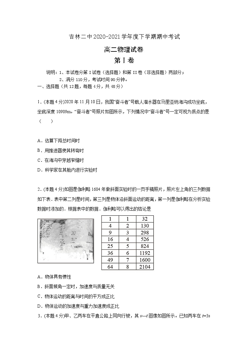 2021二中高二下学期期中考试物理试题含答案01