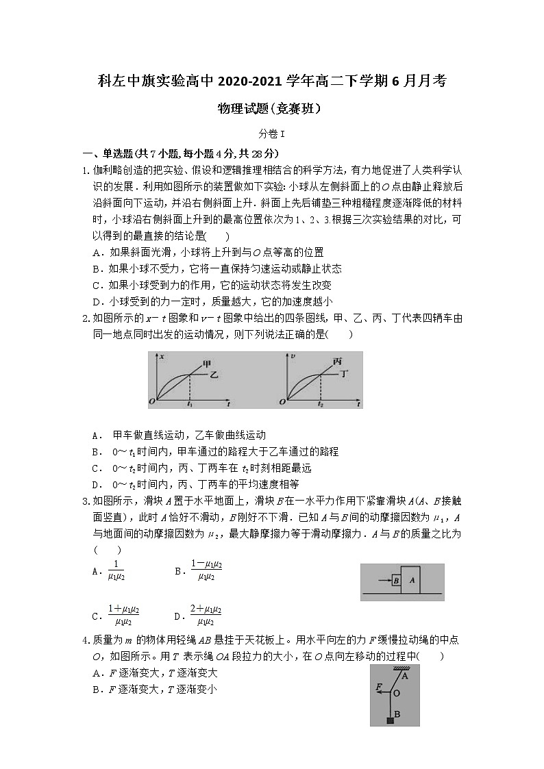 2021通辽科左中旗实验高中高二下学期6月月考物理（竞赛班）试题含答案01
