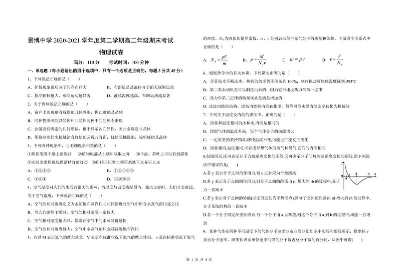 高二物理试卷第1页