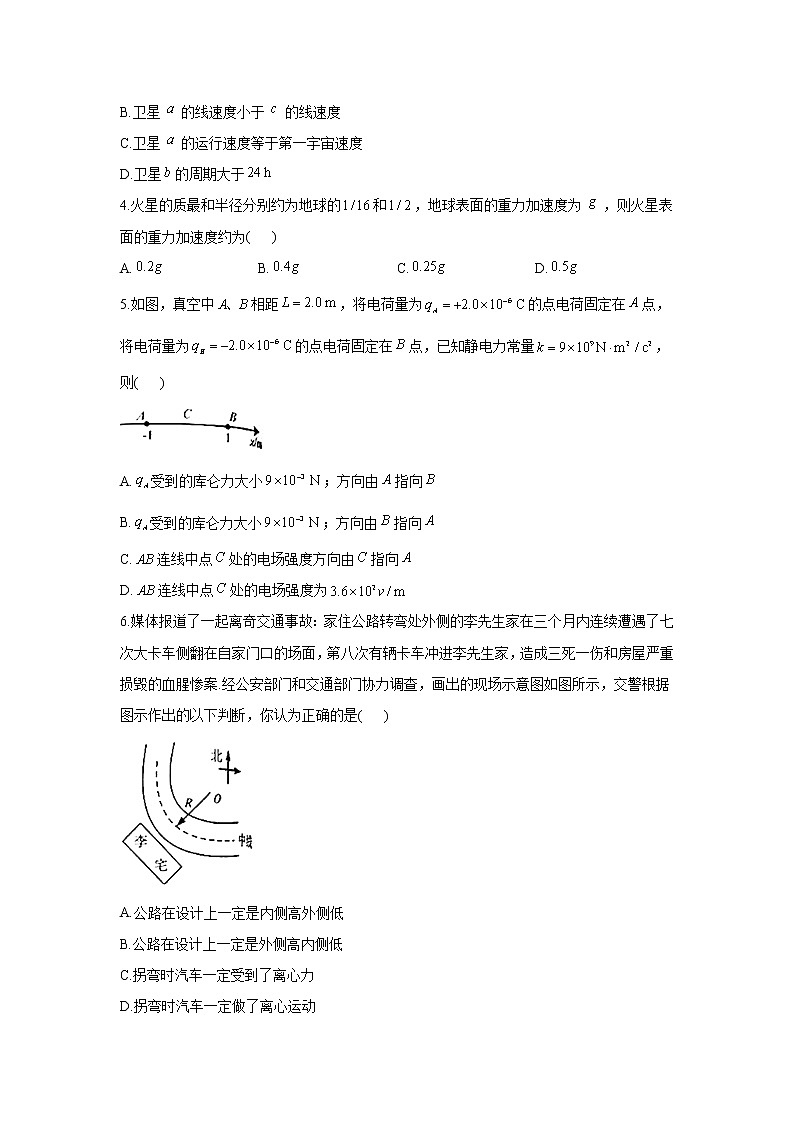 2021省安达重点高中高一下学期期末考试物理试题含答案第2页