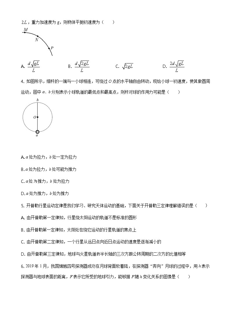 2021省牡丹江三校联谊高一下学期期中考试物理试题含答案02