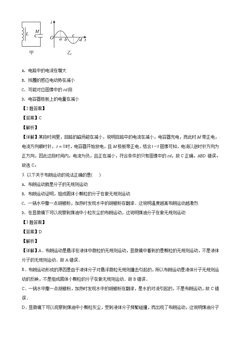 2021-2022学年山东省泰安肥城市高二下学期期中考试物理含解析第2页