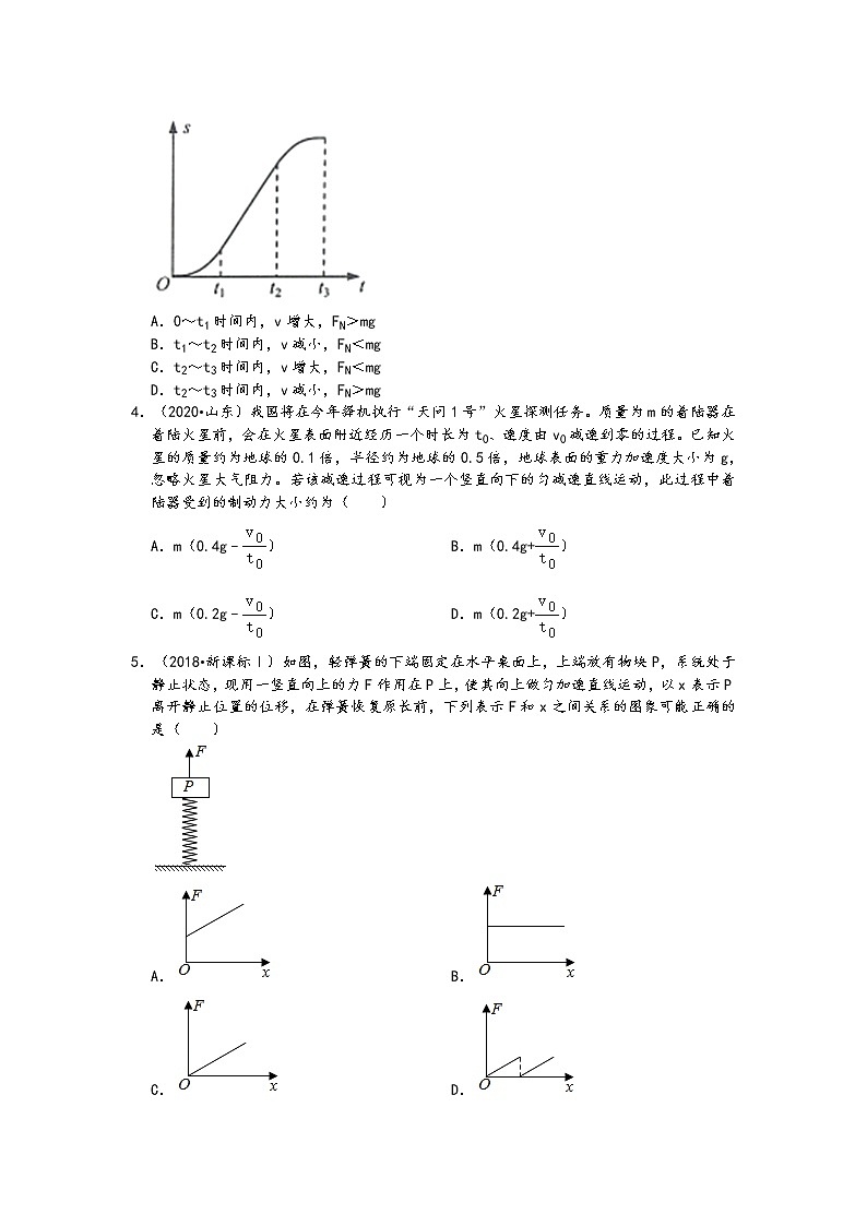 01选择题知识点分类-山东省五年（2018-2022）高考物理真题分类汇编02