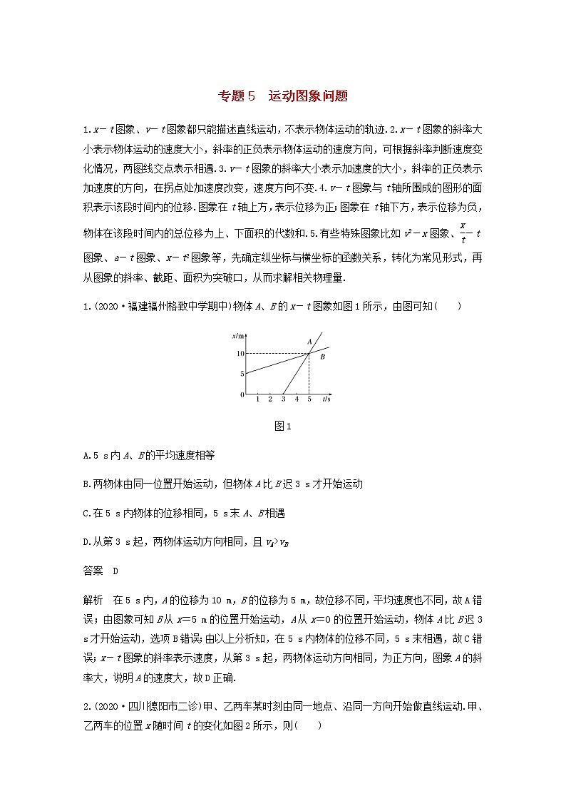 高考物理全一册专题5运动图象问题练习含解析01