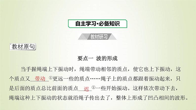 新人教版高中物理选择性必修第一册第三章机械波第1节波的形成课件03