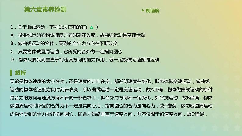 新人教版高中物理必修第二册第六章圆周运动素养检测课件第2页