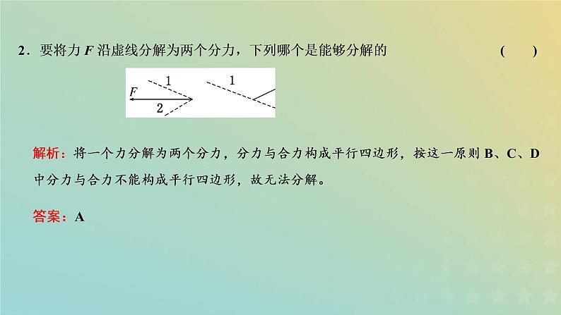 鲁科版高中物理必修第一册第4章力与平衡第2节力的分解课件06