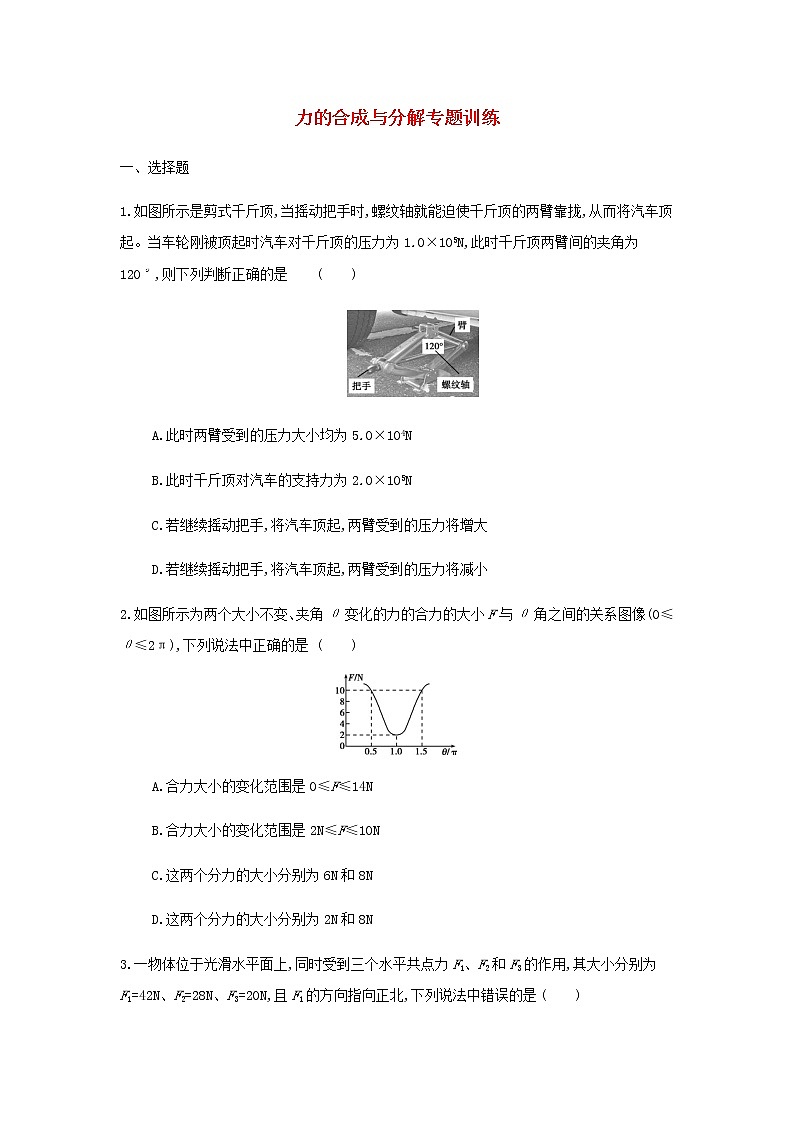 新人教版高中物理必修1第3章相互作用力的合成与分解专题训练第1页
