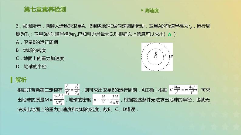 新人教版高中物理必修第二册第七章万有引力与宇宙航行素养检测课件04