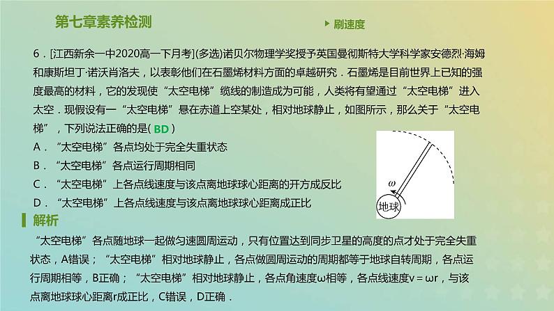 新人教版高中物理必修第二册第七章万有引力与宇宙航行素养检测课件07