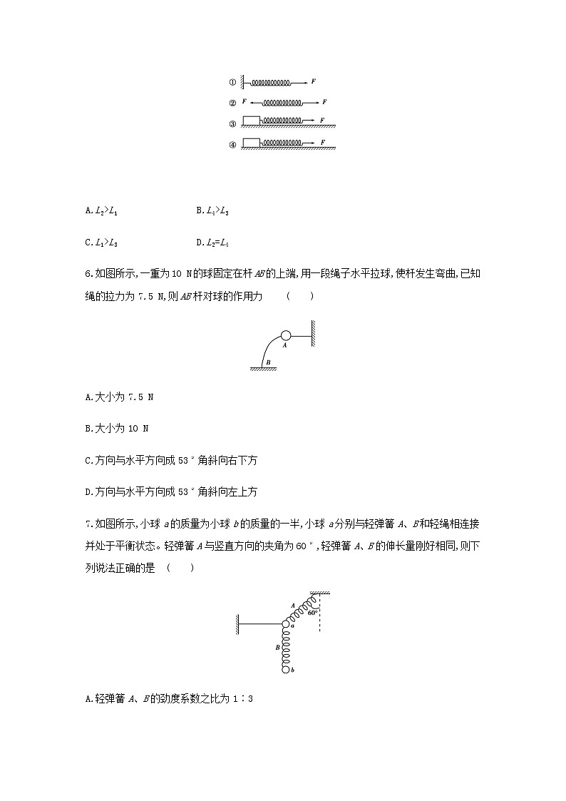 新人教版高中物理必修1第3章相互作用重力弹力专题训练第3页