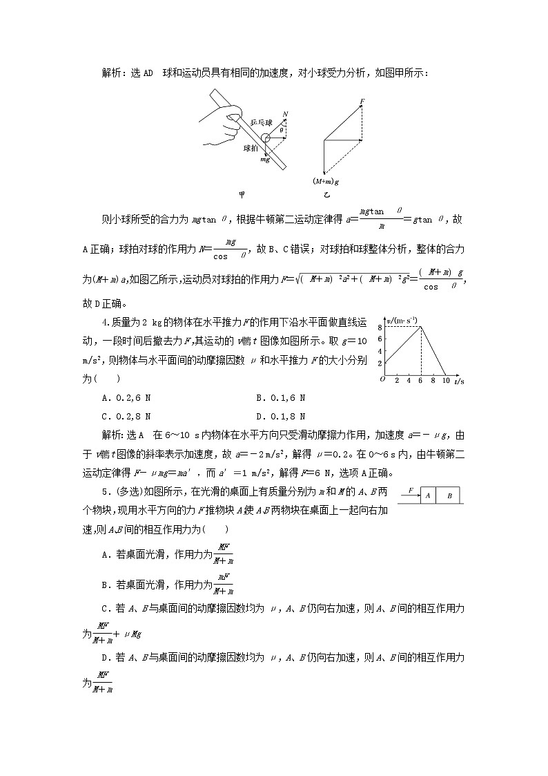鲁科版高中物理必修第一册课时检测21习题课四动力学中的常见题型含解析第2页