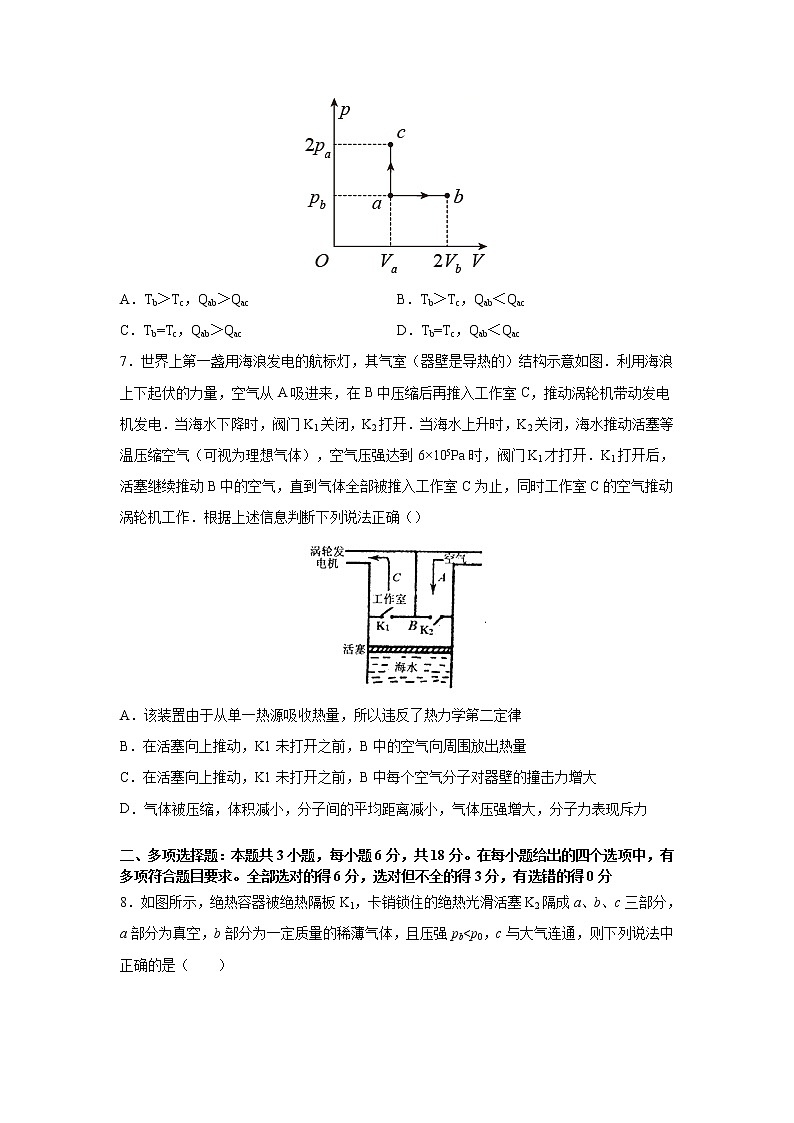 2023届高考物理一轮复习单元双测——热力学定律A卷 Word版含解析第3页