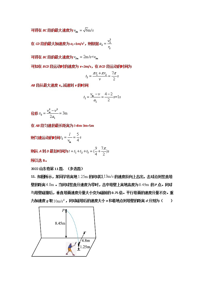02平抛运动 圆周运动 功和机械能（解析版）—新高考1卷（山东卷）6年（2017-2022）高考物理试题分类解析第2页