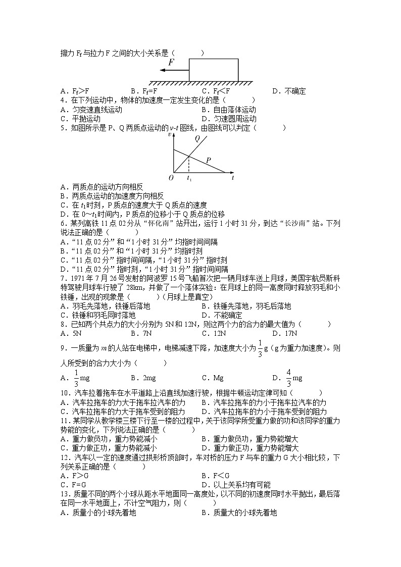 2021-2022学年湖南省普通高中长郡中学高二学业水平考试合格性考试模拟物理试题（长郡版）word版第2页
