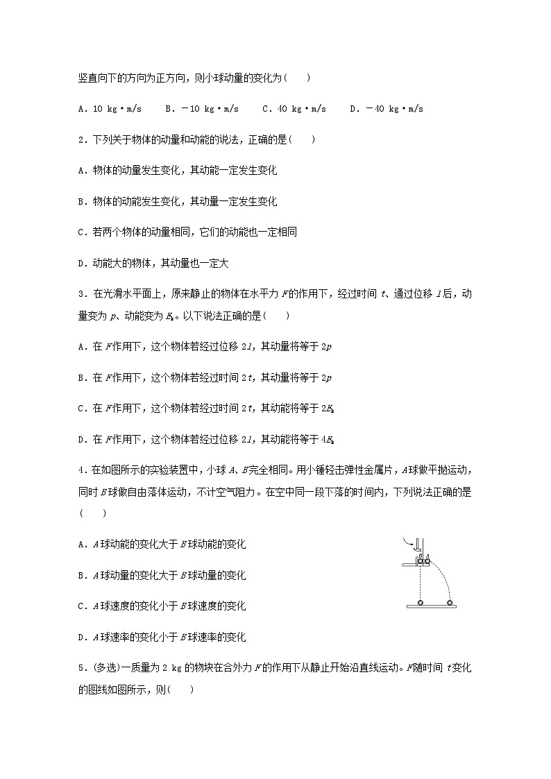 高一物理下学期暑假训练7动量动量定理含解析02