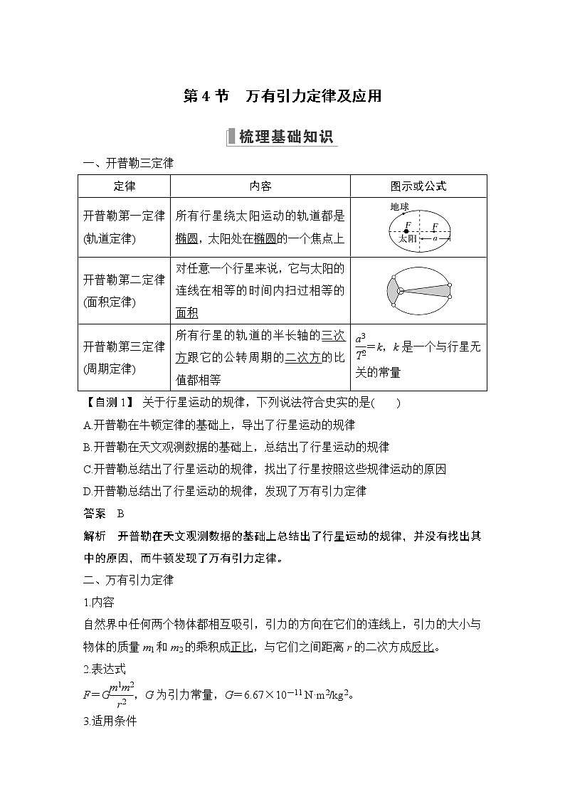 2023版（全国版）高考大一轮复习讲义第4节　万有引力定律及应用第1页