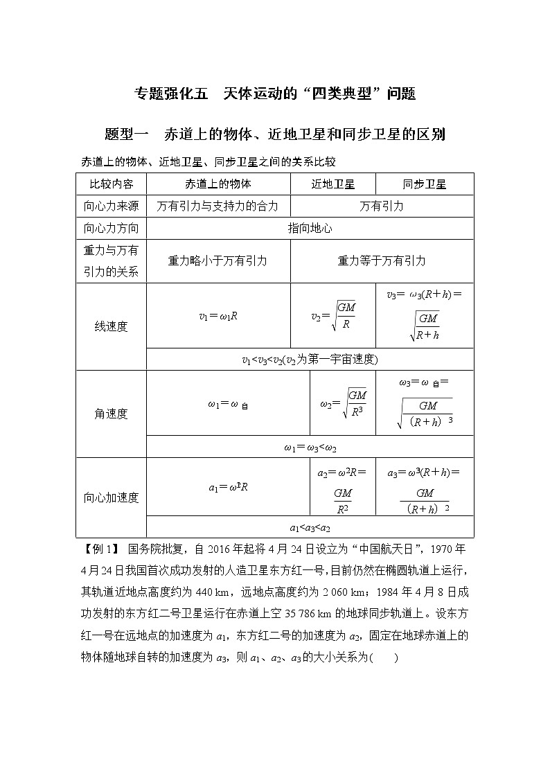 2023版（全国版）高考大一轮复习讲义专题强化五　天体运动的“四类典型”问题第1页