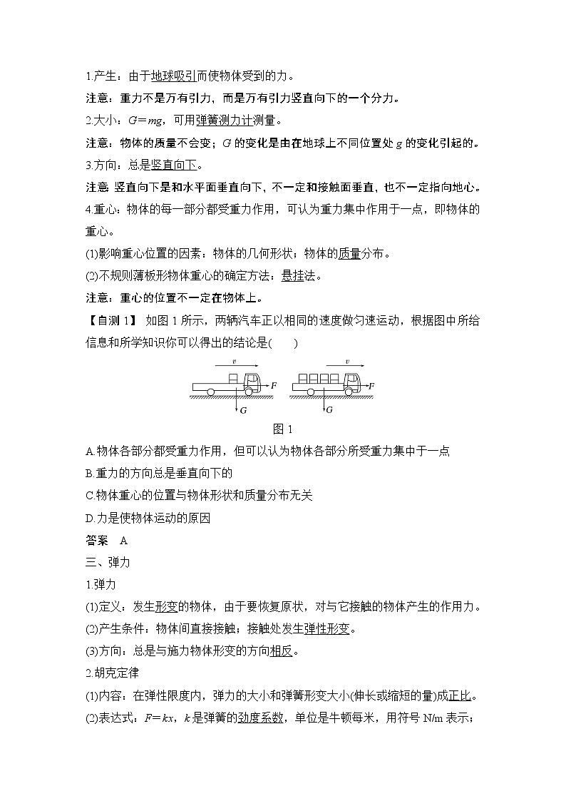 2023版（教科版）高考步步高大一轮复习讲义第1节 重力 弹力第2页