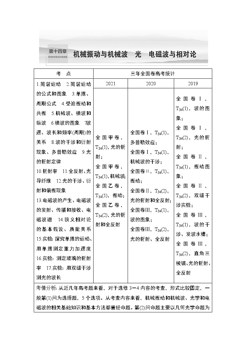 2023版（全国版）高考大一轮复习讲义第十四章　机械振动与机械波　光　电磁波与相对论01