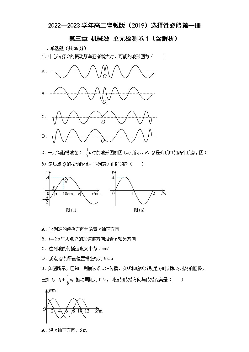 2022—2023学年高二粤教版（2019）选择性必修第一册 第三章 机械波 单元检测卷1（含解析）第1页