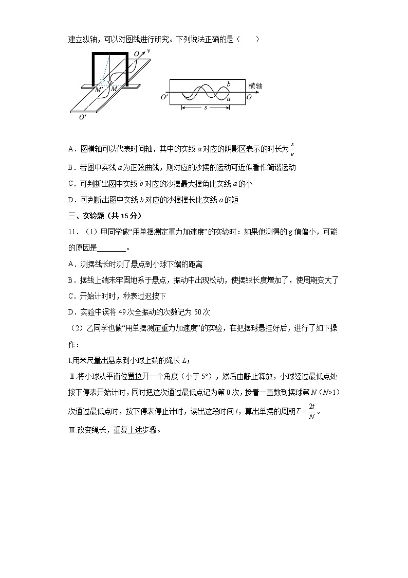 2022—2023学年高二粤教版（2019）选择性必修第一册 第二章 机械振动 单元检测卷3（含解析）第3页