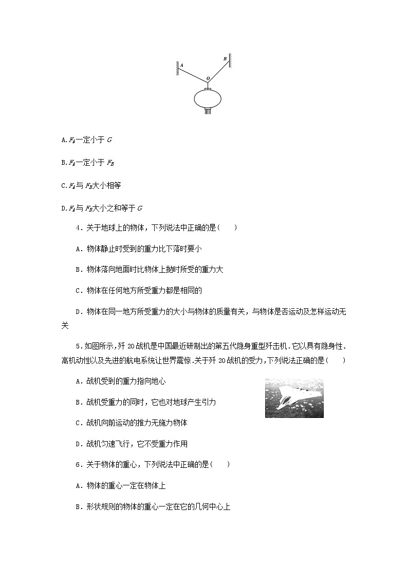 新人教版高中物理必修1第3章相互作用__力重力与弹力练习02