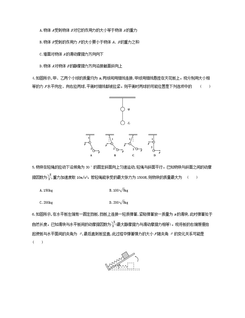 新人教版高中物理必修1第3章相互作用受力分析共点力的平衡专题训练第2页