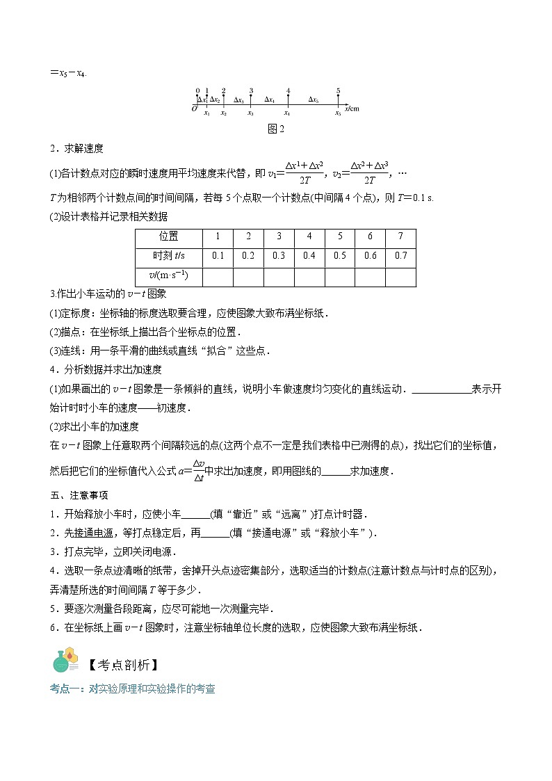 第04讲 实验：探究小车速度随时间变化的规律（原卷版）-【暑假自学课】2022年新高一物理暑假精品课（人教版）第2页