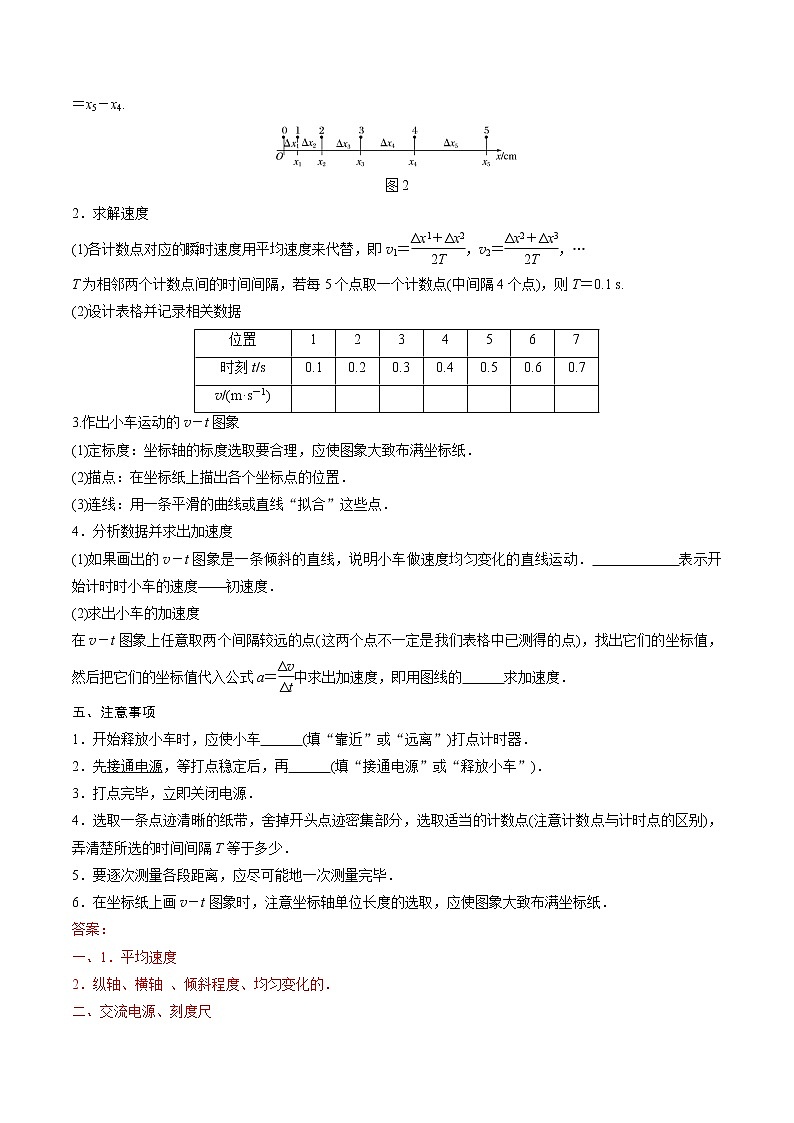 第04讲 实验：探究小车速度随时间变化的规律（解析版）-【暑假自学课】2022年新高一物理暑假精品课（人教版）第2页
