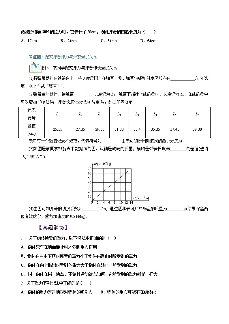 第08讲 　　重力与弹力（原卷版）-【暑假自学课】2022年新高一物理暑假精品课（人教版）第3页