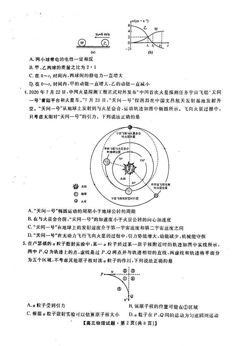 2021届湖南省“五市十校教研教改共同体”高三5月大联考物理试题第2页