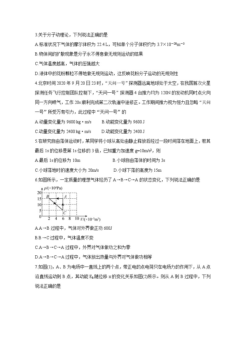 2021山东省高三下学期5月冲刺考试（一）物理含解析第2页