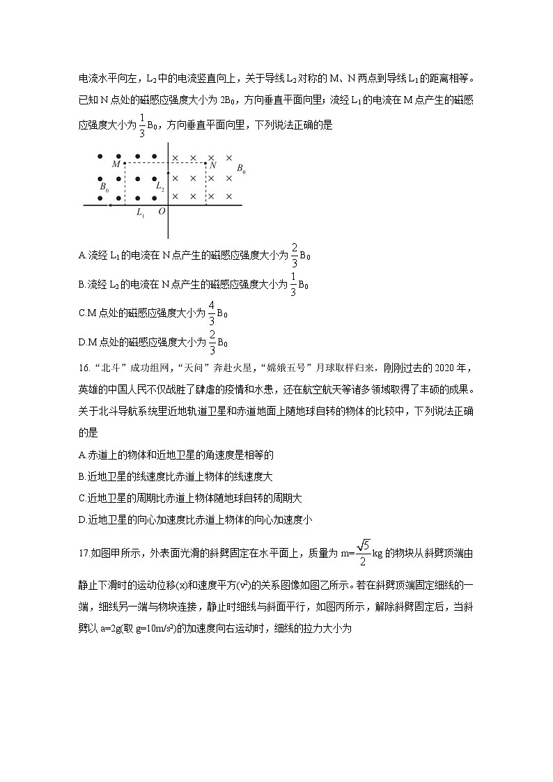 2021“超级全能生”高三全国卷地区3月联考试题（乙卷）物理含解析02