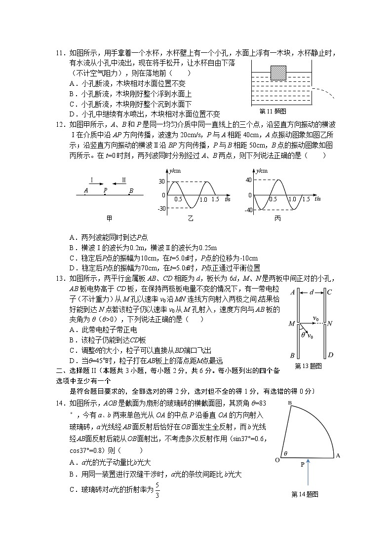2021浙江省稽阳联谊学校高三下学期4月联考物理试题含解析03
