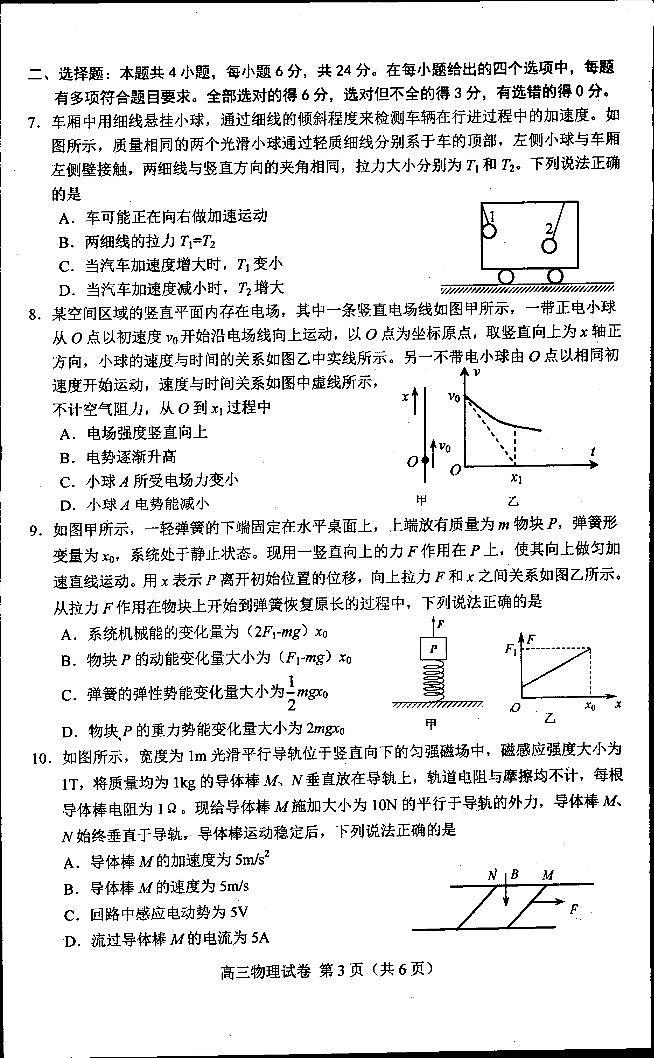 2021唐山高三下学期4月学业水平选择性考试第二次模拟演练（二模）物理试题扫描版含答案03