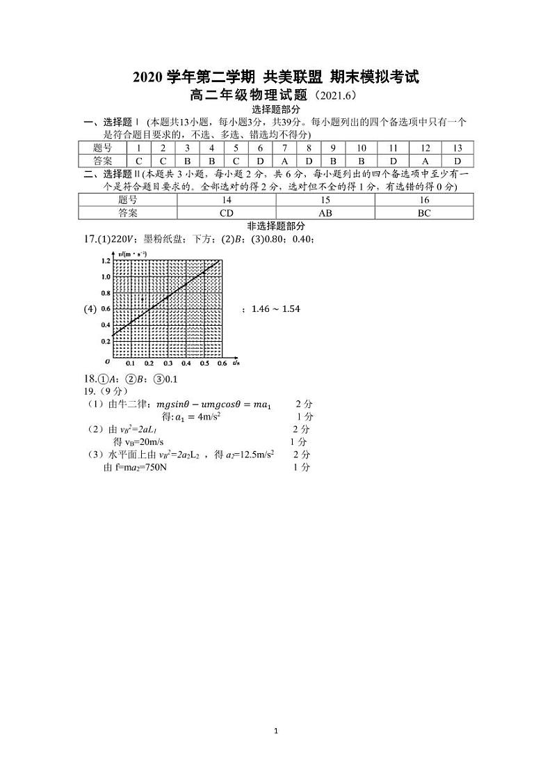 高二物理答案第1页
