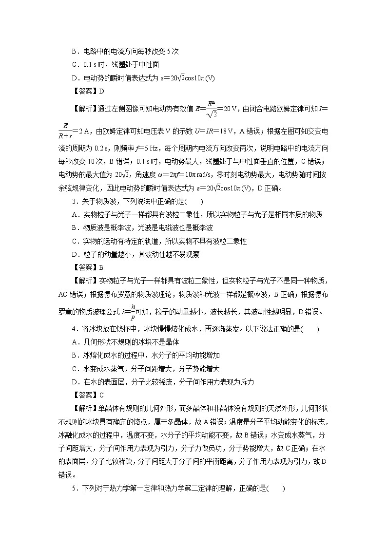 2021盱眙县都梁中学高二下学期期末名师备考卷物理试卷含答案02