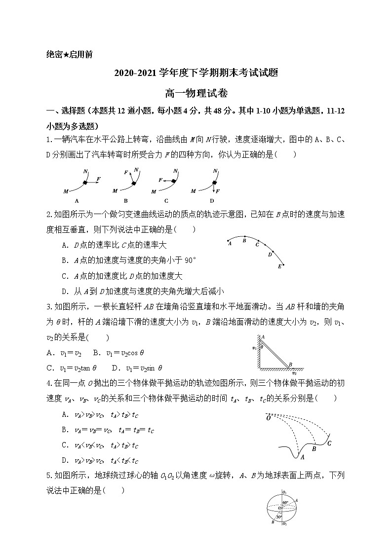 2021通辽科左后旗甘旗卡二中高一上学期期末物理试题含答案第1页