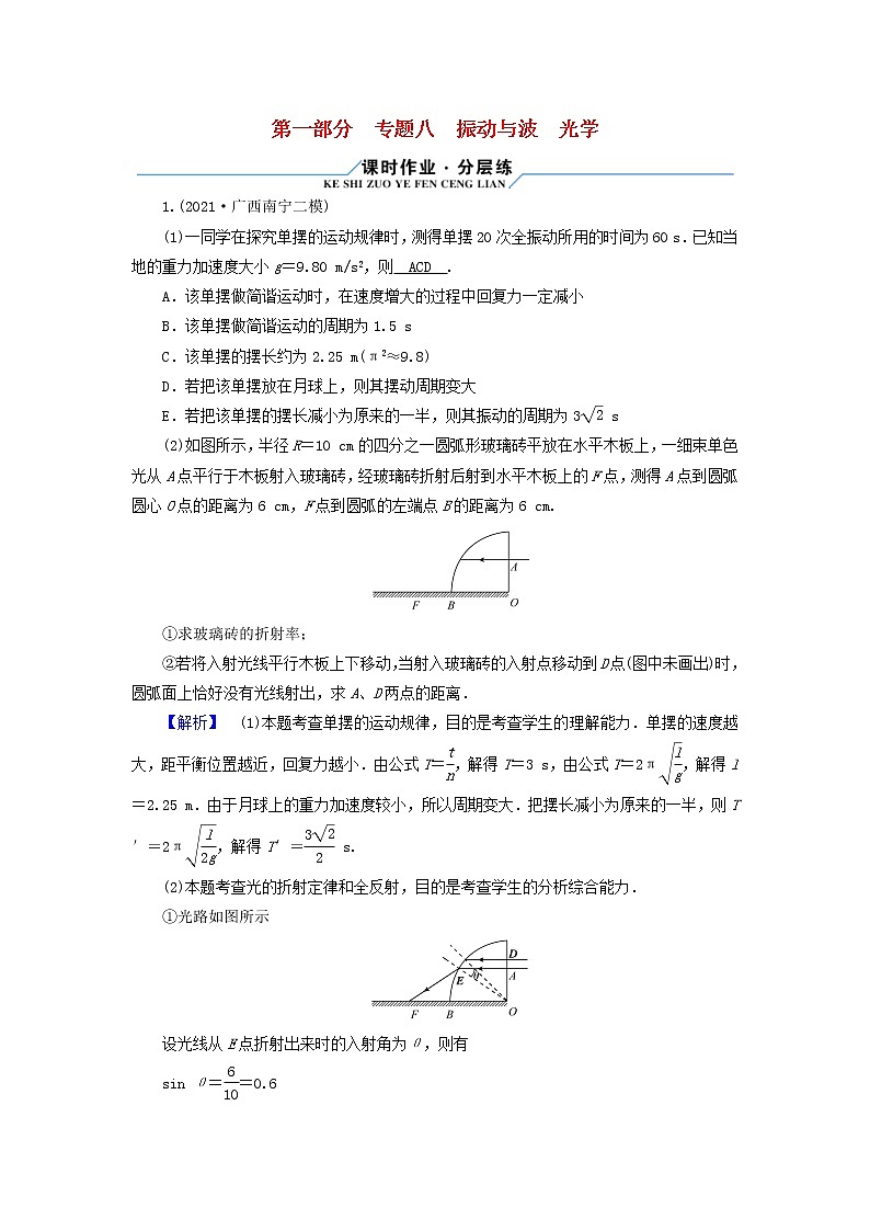 高考物理二轮复习第1部分专题突破方略专题8振动与波光学试题含解析第1页