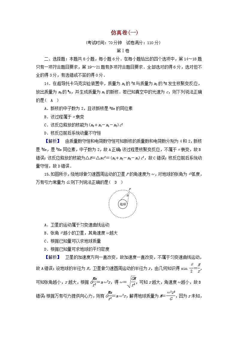高考物理二轮复习仿真卷1含解析第1页